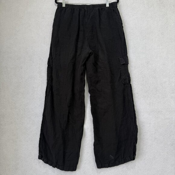 Caslon Linen Cargo Pants Womens Medium Black Drawstring Elastic Waist Pockets - Picture 9 of 10